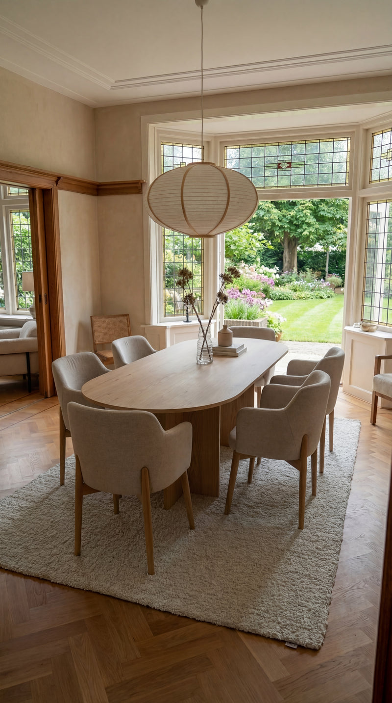 Houten Eetkamerstoel Noor - Beige - hout onderstel bruin