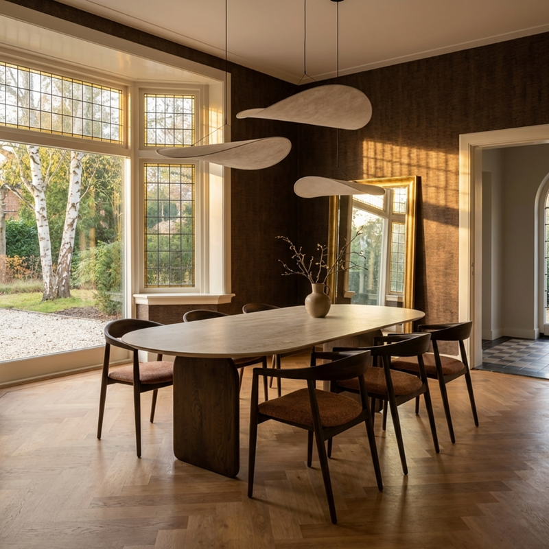 Keramiek eettafel Taj Mahal Sand - Plat Ovaal - Flip Walnut Brown 2x